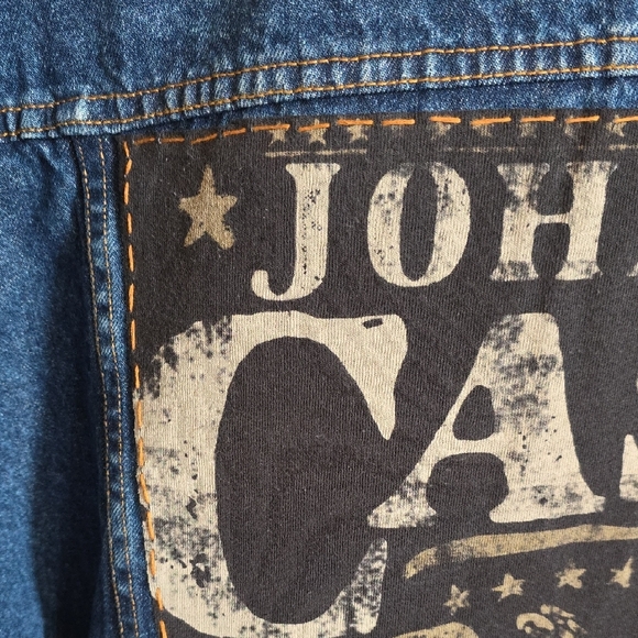 Upcycled Wrangler Johnny Cash Blue Denim Jacket - Picture 8 of 10